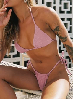Princess Polly Jenner Tie Side Ruched Bikini Bottom  Pink New