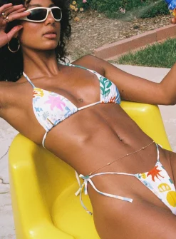 Princess Polly Jenner Triangle Bikini Top  White Multi Hot