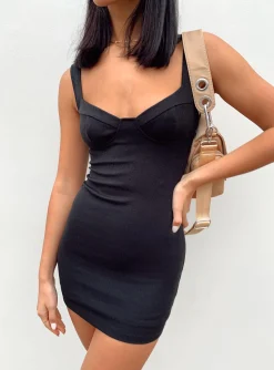 Princess Polly Jenney Mini Dress  Black Flash Sale