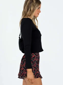 Princess Polly Jennie Shortsfloral   Black Outlet