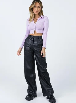 Princess Polly Jessie Pu Pants  Black Clearance