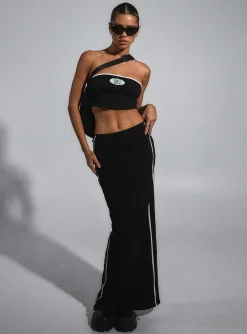 Princess Polly Jgr &Amp; Stn Bianca Maxi Skirt  Black Store