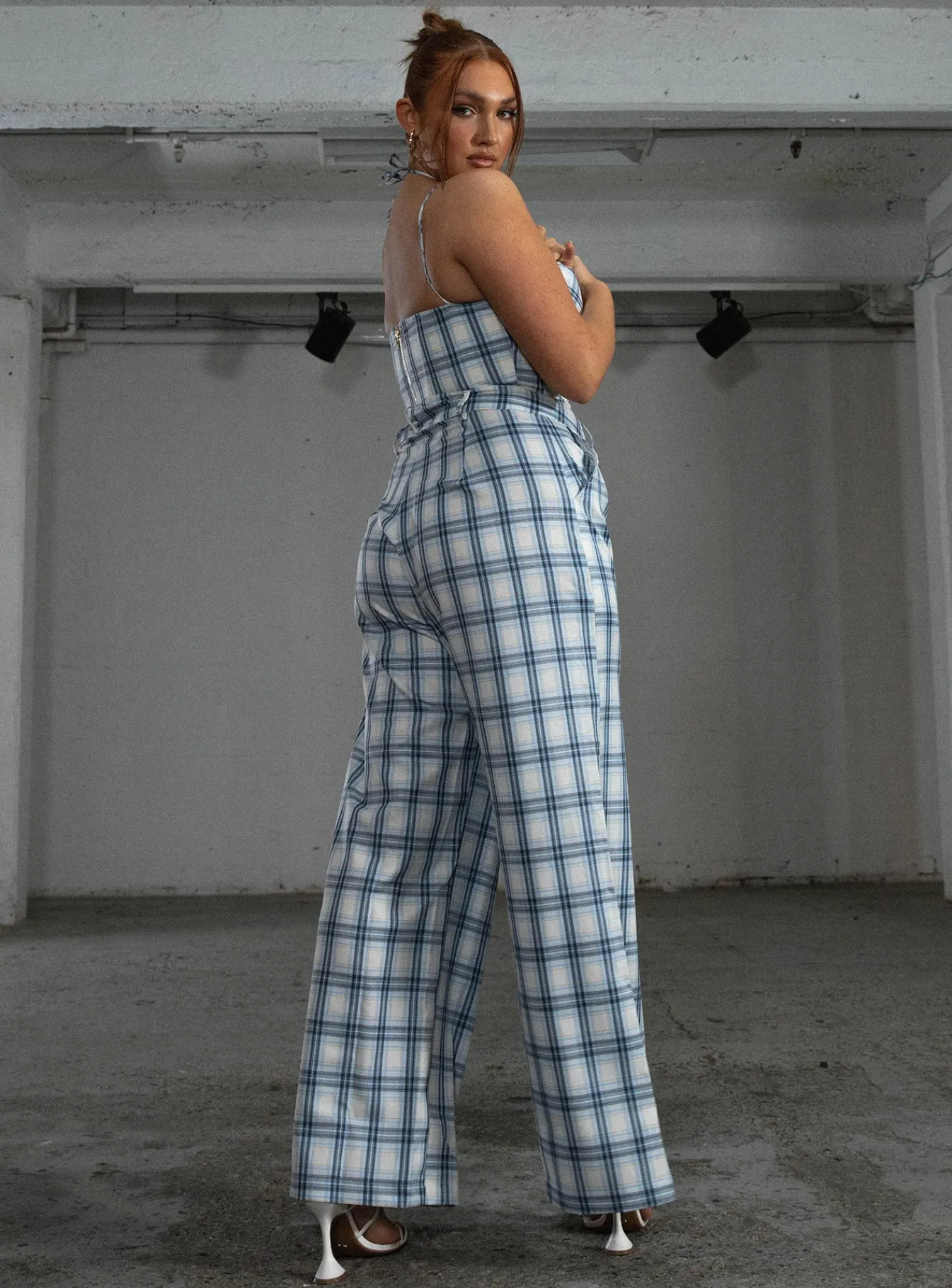 Princess Polly Jgr &Amp; Stn Cami Plaid Trouser Blue Check Discount