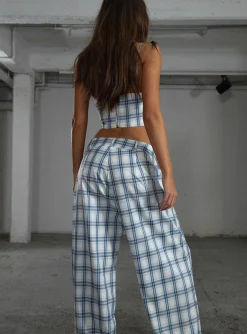 Princess Polly Jgr &Amp; Stn Cami Plaid Trouser Blue Check Discount