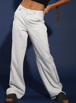 Princess Polly Jgr &Amp; Stn Christina Cargo Pant  White Online