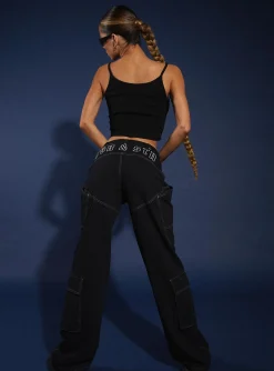 Princess Polly Jgr &Amp; Stn Christina Cargo Pant Black Outlet