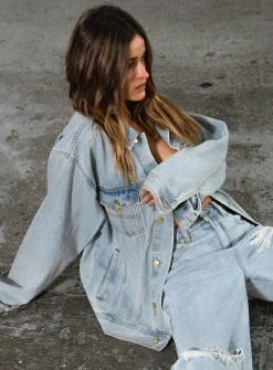Princess Polly Jgr &Amp; Stn Coyote Denim Jacket  Vintage Indigo Best