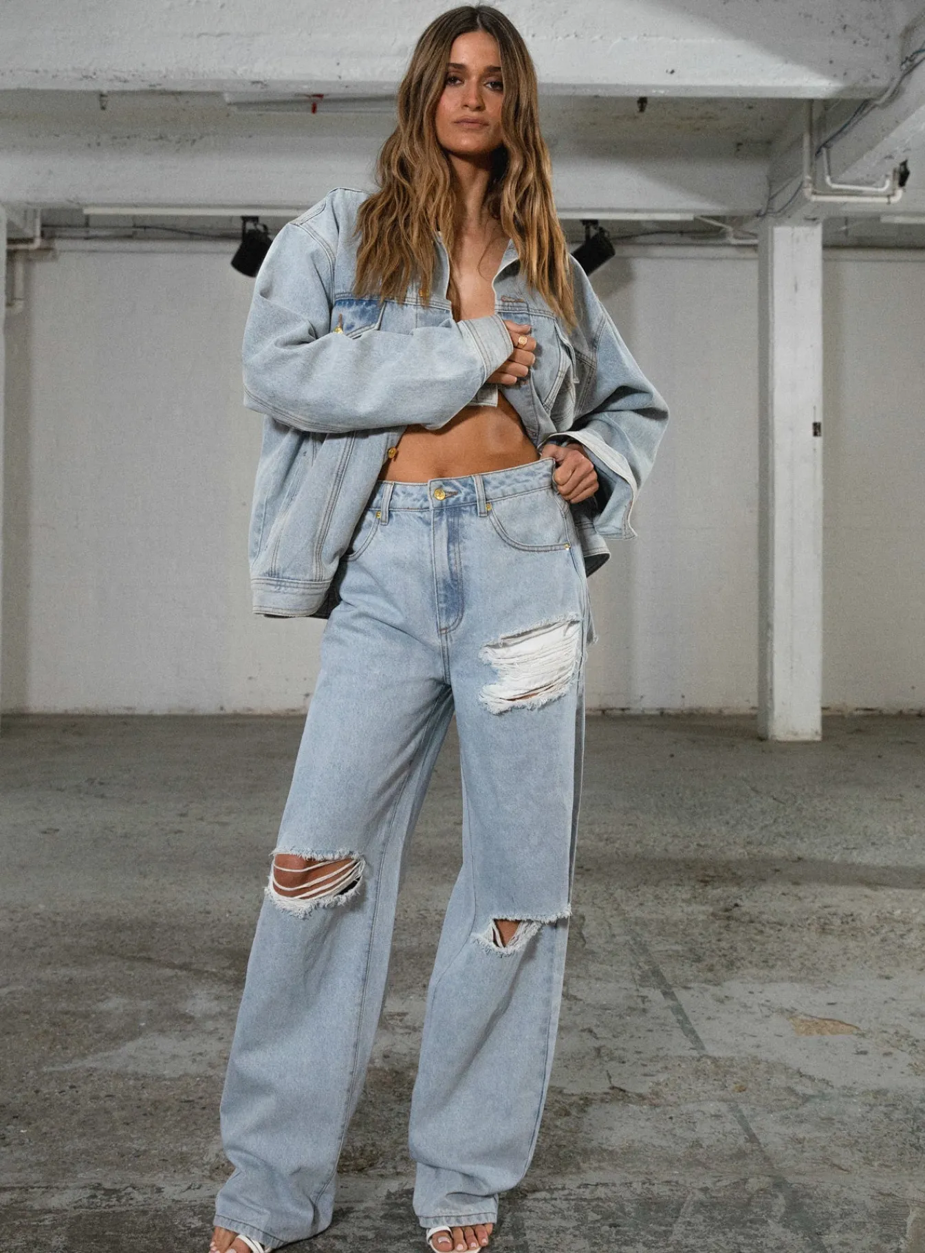Princess Polly Jgr &Amp; Stn Coyote Wide Leg Jean Vintage Indigo Discount