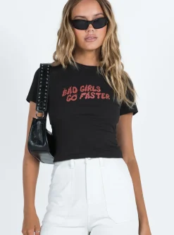 Princess Polly Jgr &Amp; Stn Faster Baby Tee  Black New