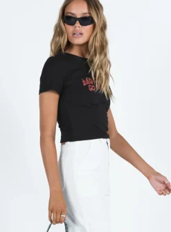 Princess Polly Jgr &Amp; Stn Faster Baby Tee  Black New