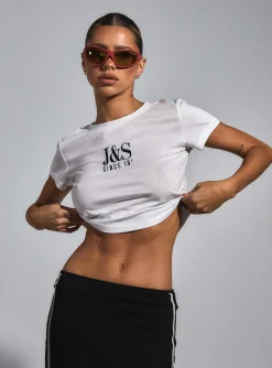 Princess Polly Jgr &Amp; Stn Mode Baby Tee  White Sale