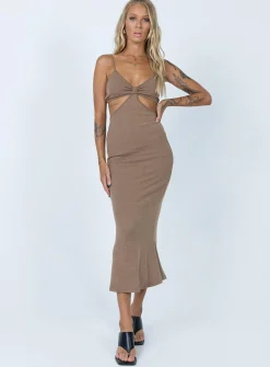 Princess Polly Jocelyn Cut Out Midi Dress  Brown Sale