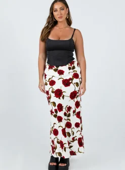 Princess Polly Jodie Maxi Skirt White Floral New