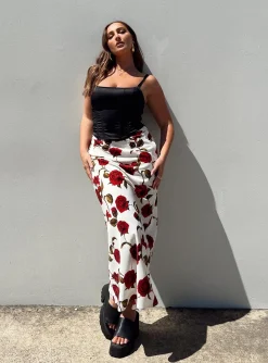 Princess Polly Jodie Maxi Skirt White Floral New