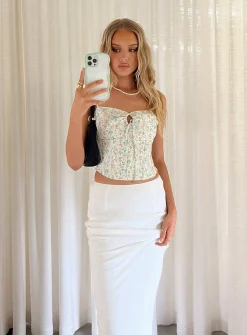 Princess Polly Jodie Maxi Skirt  White New