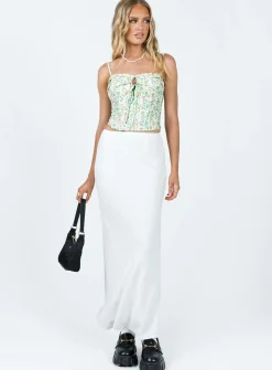 Princess Polly Jodie Maxi Skirt  White New