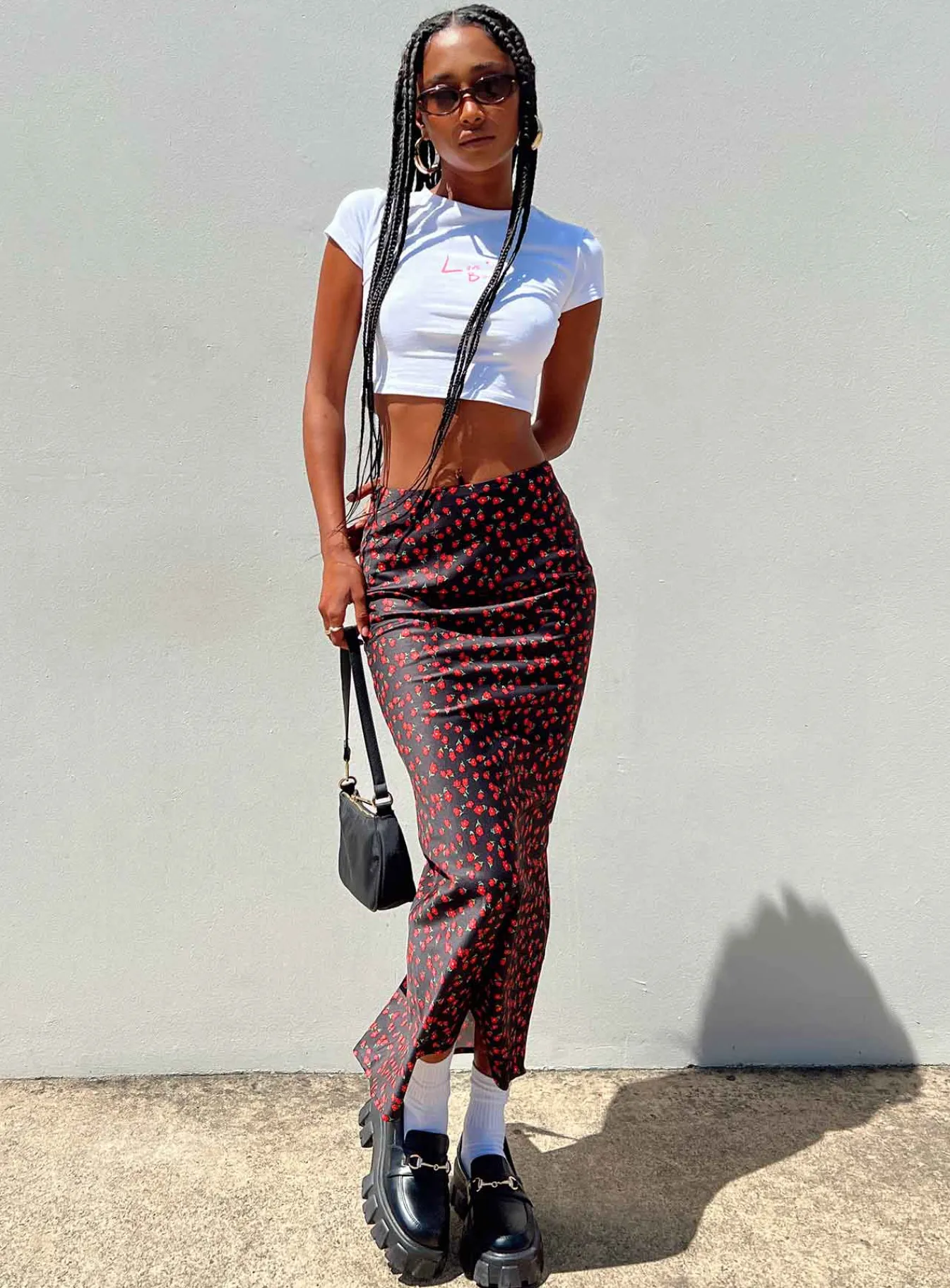 Princess Polly Jodie Maxi Skirt Black Floral Best