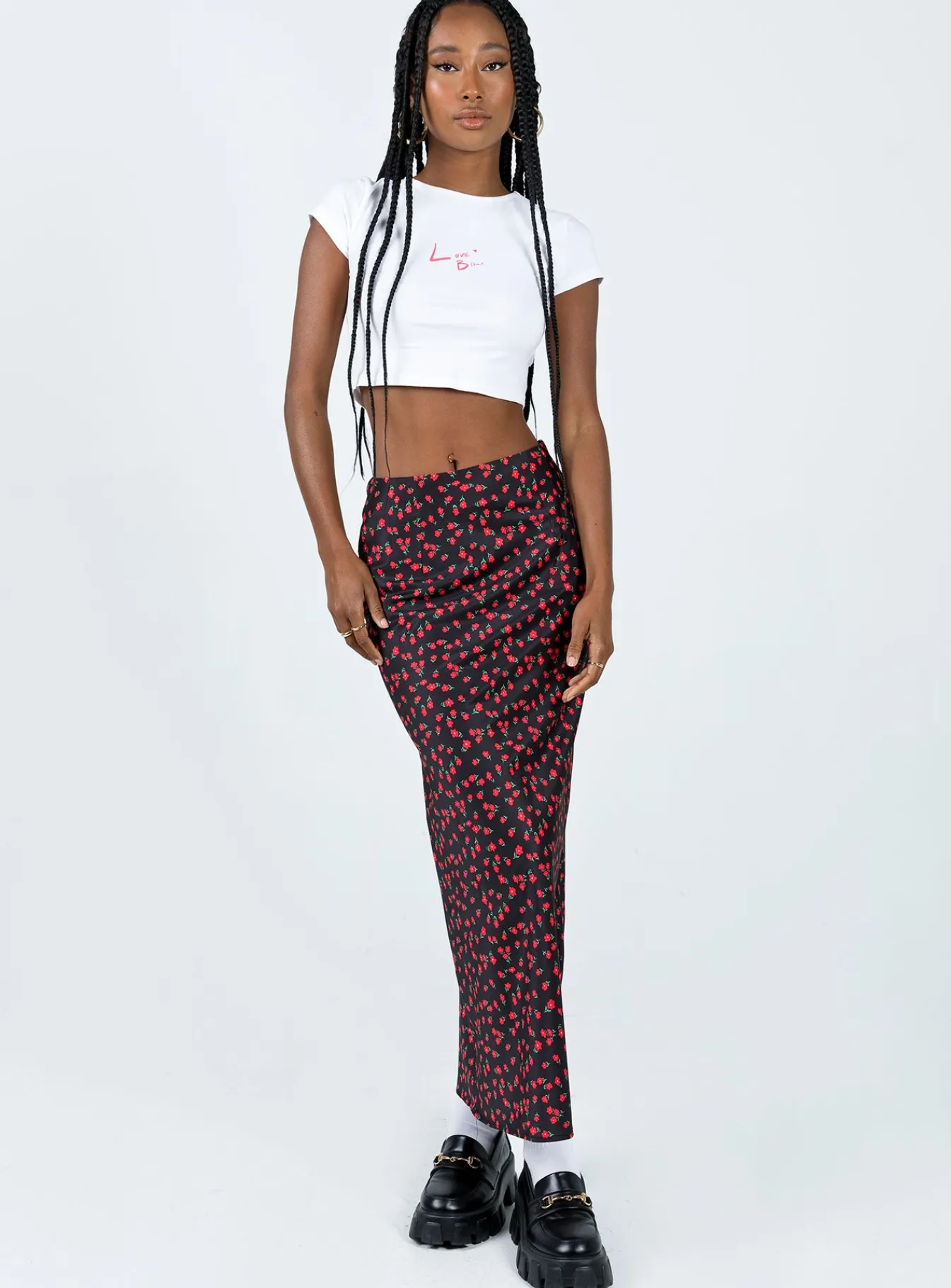 Princess Polly Jodie Maxi Skirt Black Floral Best