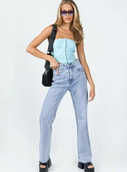 Princess Polly Jodye Strapless Top  Blue Hot