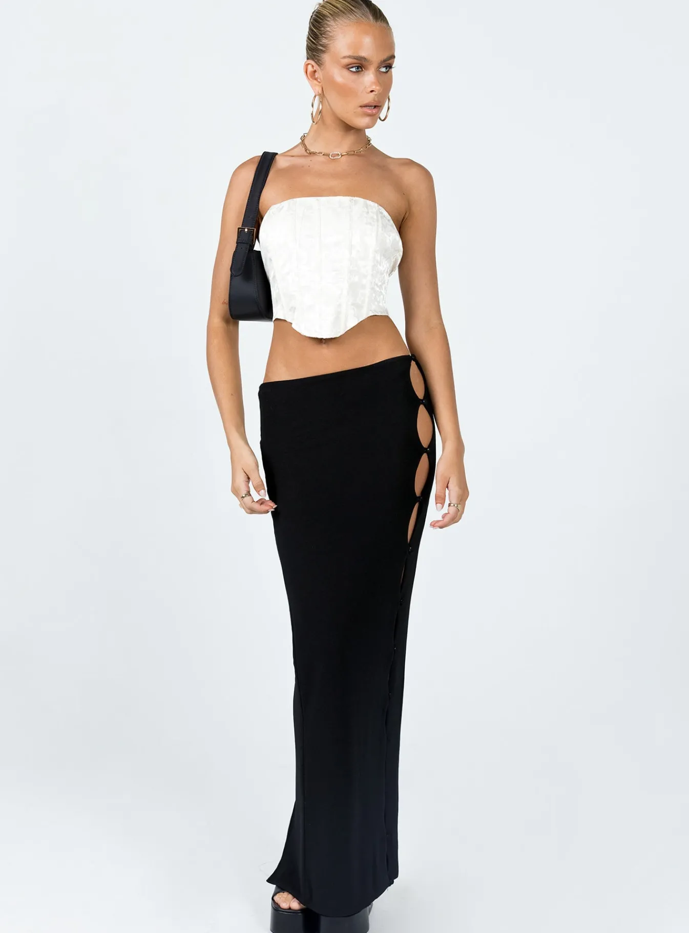 Princess Polly Jordan Knit Midi Skirt Black Shop