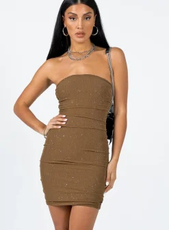 Princess Polly Joselyn Strapless Mini Dress  Brown Fashion
