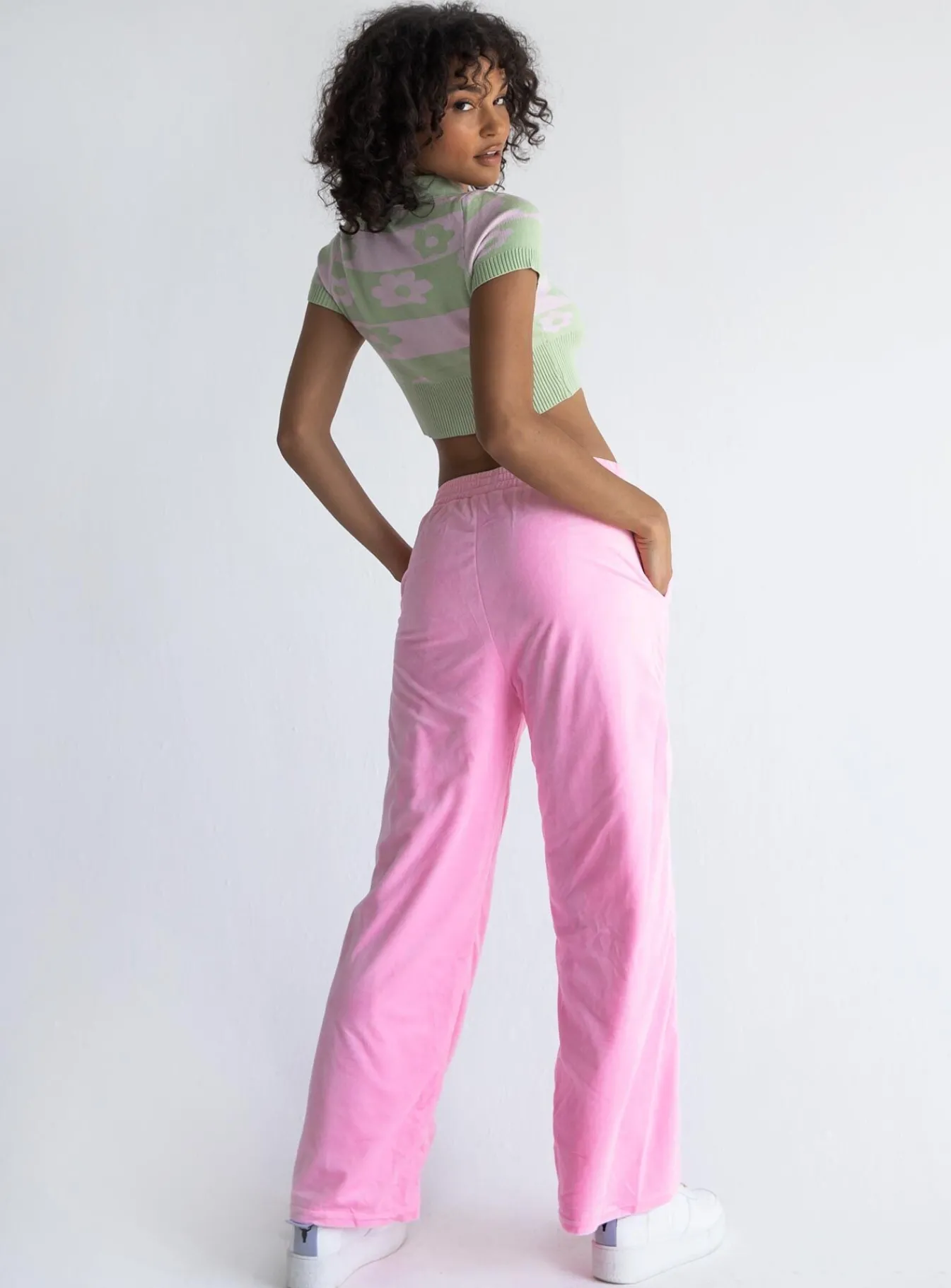 Princess Polly Josephine Knit Top/ Pink Green Clearance