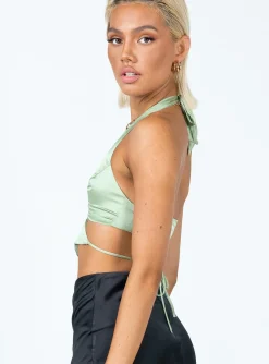 Princess Polly Josiah Top  Green Flash Sale