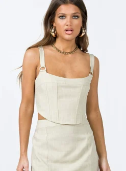 Princess Polly Josie Top  Beige Discount