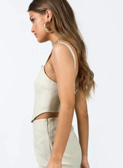 Princess Polly Josie Top  Beige Discount