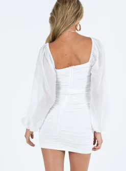 Princess Polly Joslyn Long Sleeve Mini Dress  White Outlet