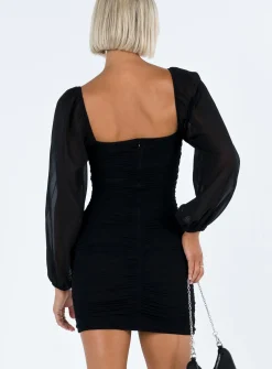 Princess Polly Joslyn Long Sleeve Mini Dress Black Hot