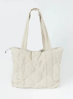 Princess Polly Jovie Nylon Quilted Tote  Beige Best Sale