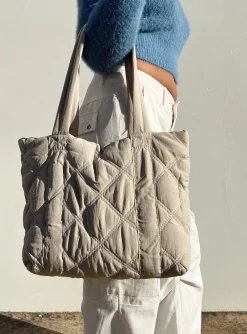Princess Polly Jovie Nylon Quilted Tote Beige Best Sale