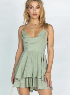Princess Polly Jude Romper  Sage Clearance