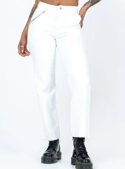 Princess Polly Julia Carpenter Denim Jeans  White Flash Sale