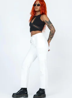 Princess Polly Julia Carpenter Denim Jeans  White Flash Sale