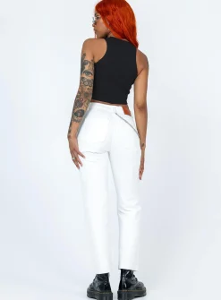 Princess Polly Julia Carpenter Denim Jeans  White Flash Sale