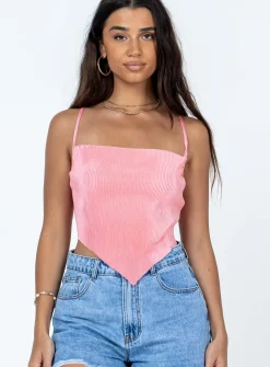 Princess Polly Julia Plisse Top  Pink Store