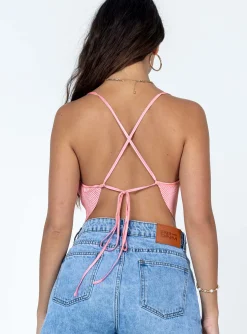 Princess Polly Julia Plisse Top  Pink Store