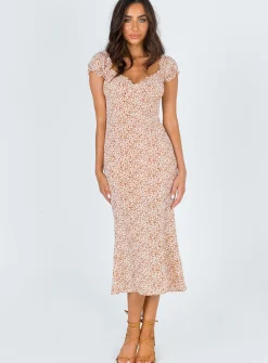 Princess Polly Just Like Heaven Midi Dress   Beige Clearance