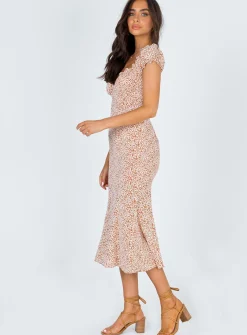 Princess Polly Just Like Heaven Midi Dress   Beige Clearance
