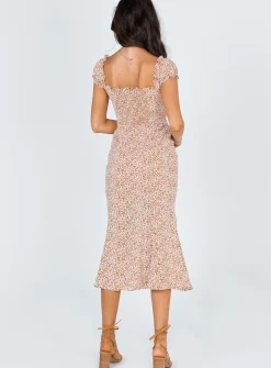 Princess Polly Just Like Heaven Midi Dress   Beige Clearance