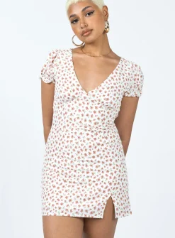 Princess Polly Kacey Mini Dressfloral   White Flash Sale