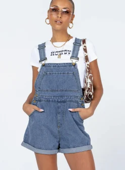 Princess Polly Kacey Overalls Blue  Denim New