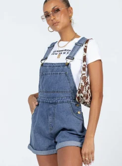 Princess Polly Kacey Overalls Blue  Denim New
