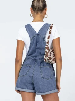 Princess Polly Kacey Overalls Blue  Denim New