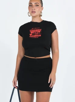 Princess Polly Kael Mid Rise Mini Skirt  Black Fashion