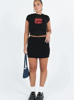 Princess Polly Kael Mid Rise Mini Skirt Black Fashion