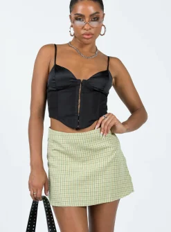 Princess Polly Kai Check Mini Skirt  Green Sale