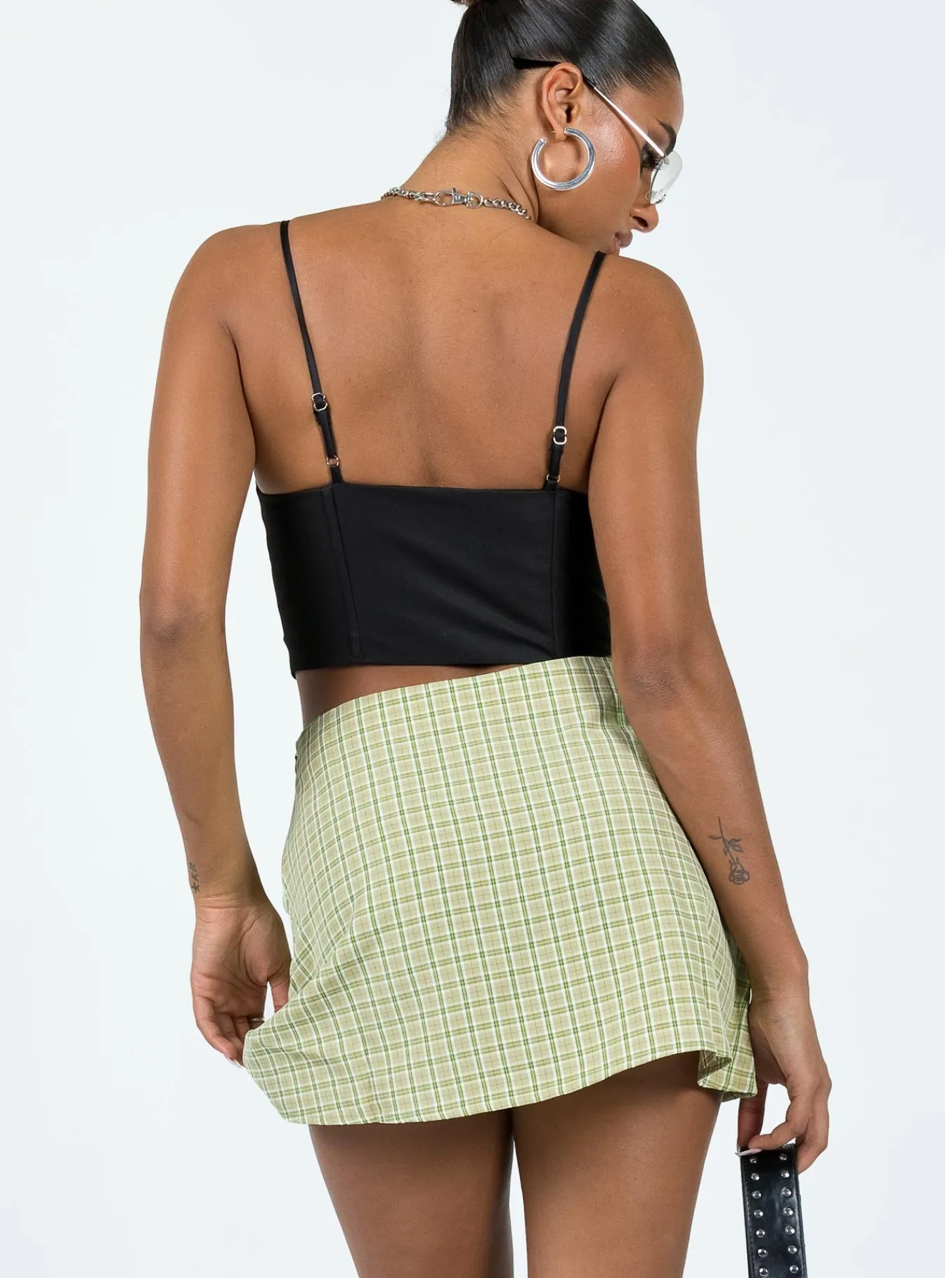 Princess Polly Kai Check Mini Skirt Green Sale